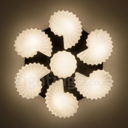 Lustre Integrado Clássico Tradicional de 7 Luzes com Sombra de Vidro