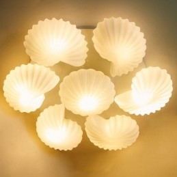 Lustre Integrado Clássico Tradicional de 7 Luzes com Sombra de Vidro