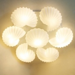 Lustre Integrado Clássico Tradicional de 7 Luzes com Sombra de Vidro