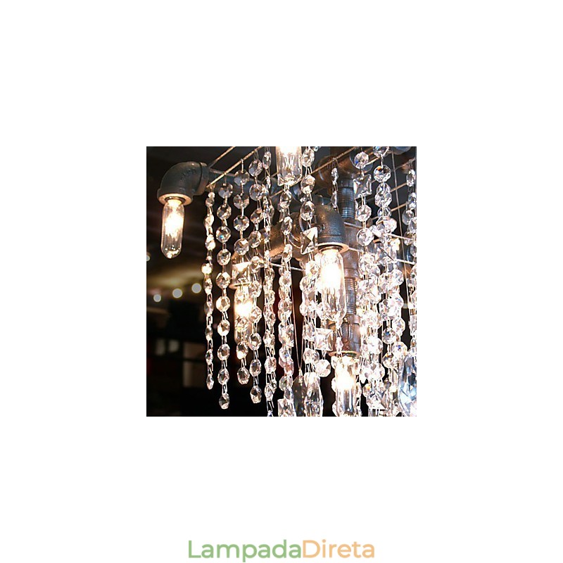 Lustre de cristal característico estilo norte-americano com 9 luzes em design de tubo