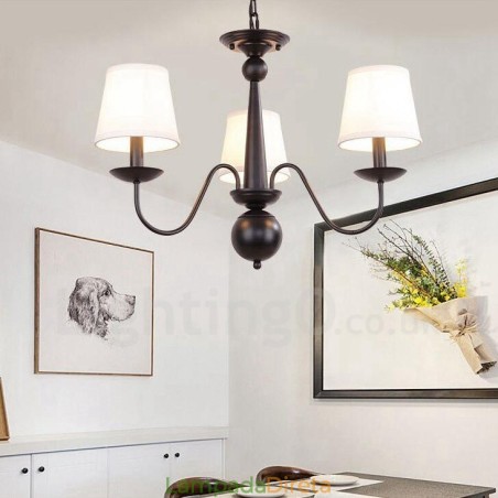 Lustre de metal integrado com 3 luzes Rustic Lodge e cúpula de tecido