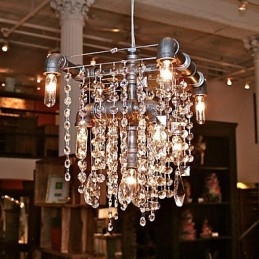 Lustre de cristal característico estilo norte-americano com 9 luzes em design de tubo