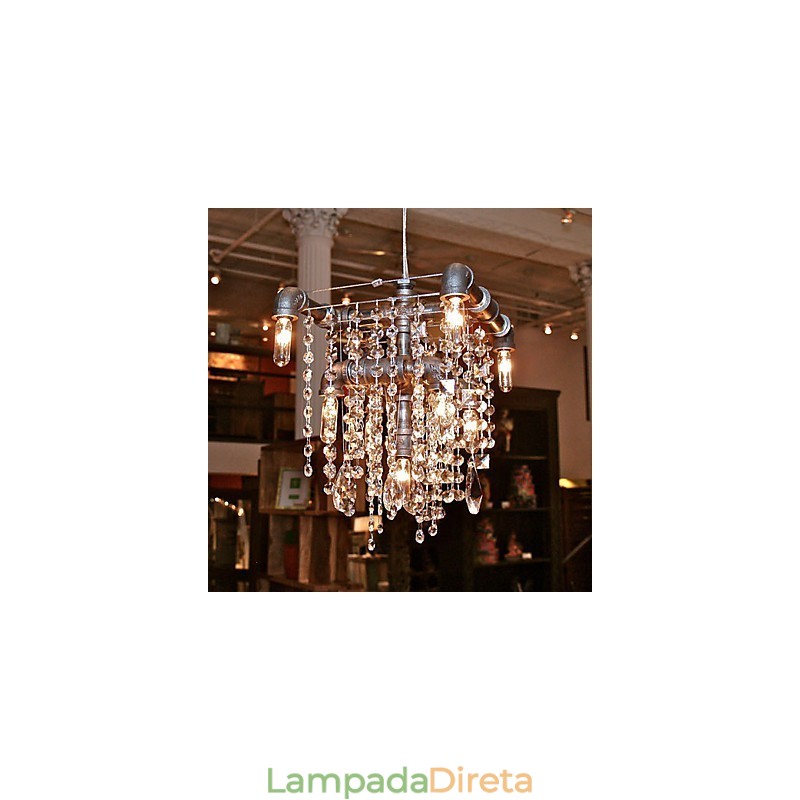 Lustre de cristal característico estilo norte-americano com 9 luzes em design de tubo