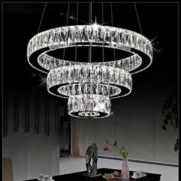 Luminária pendente de cristal moderna iluminação três anéis D204060 K9 grandes luminárias de teto de cristal