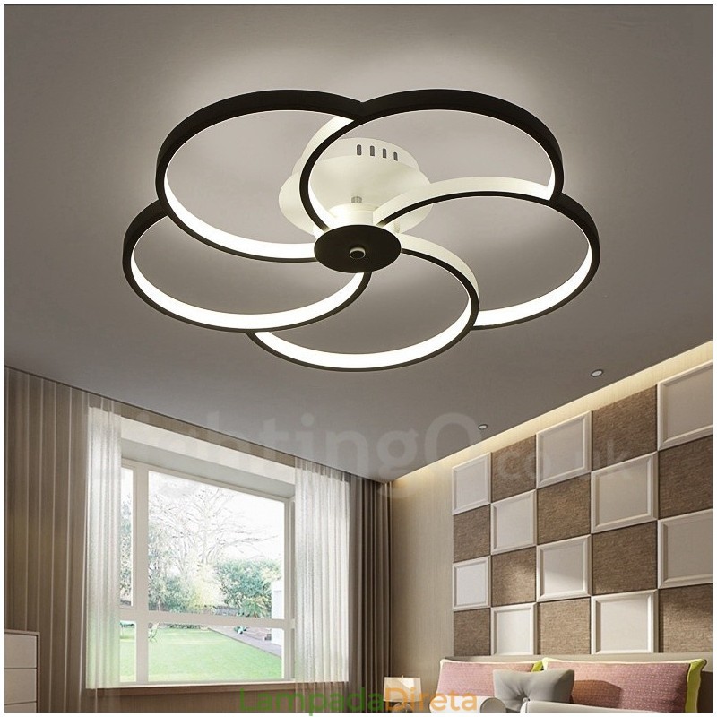 Lustre de metal integrado moderno e contemporâneo de 5 luzes
