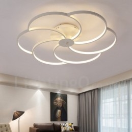 Lustre de metal integrado moderno e contemporâneo de 6 luzes