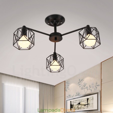 Lustre integrado rústico de 3 luzes Lustre integrado rústico de 3 luzes