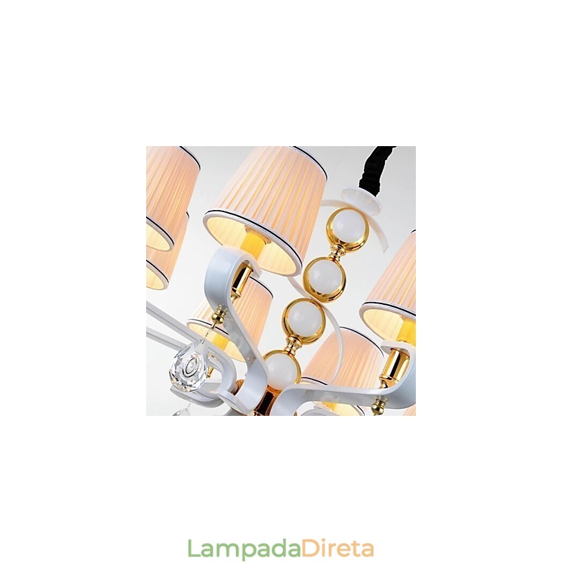 Lustre de tecido 8 luzes moderno minimalista lâmpada de alta qualidade