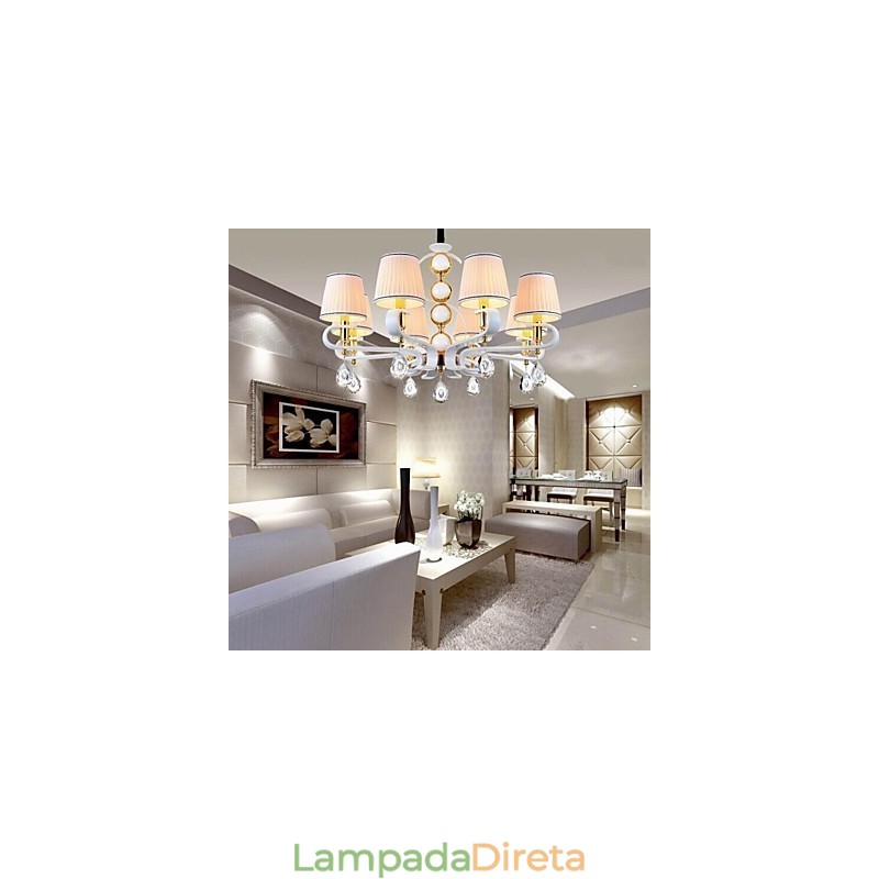 Lustre de tecido 8 luzes moderno minimalista lâmpada de alta qualidade