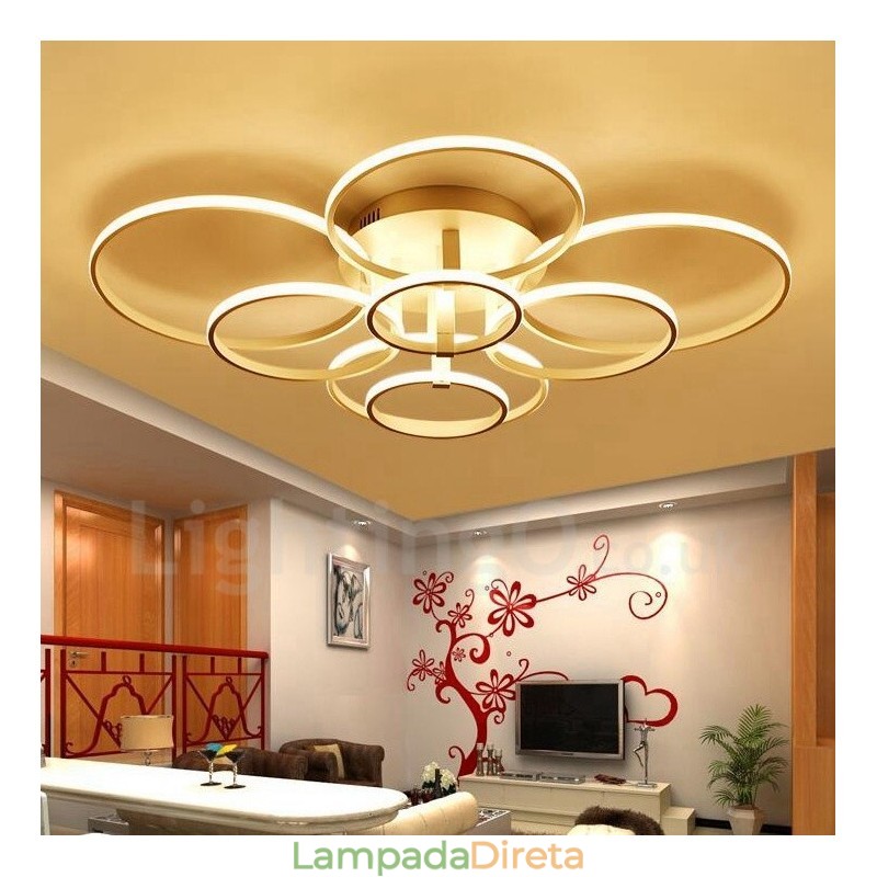 Luminária embutida de metal integrada contemporânea moderna com 8 luzes