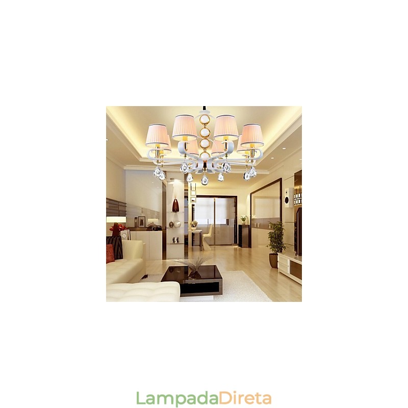 Lustre de tecido 8 luzes moderno minimalista lâmpada de alta qualidade