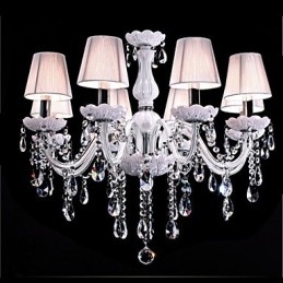 Lustre de cristal de luxo com 6 luzes, cor branca, lustre de cristal K9