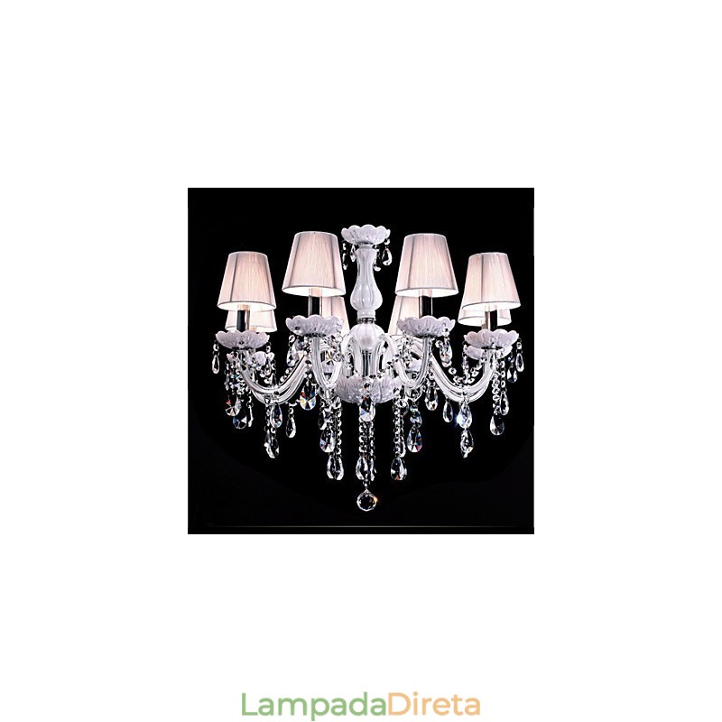 Lustre de cristal de luxo com 6 luzes, cor branca, lustre de cristal K9