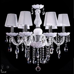 Lustre de cristal de luxo com 6 luzes, cor branca, lustre de cristal K9