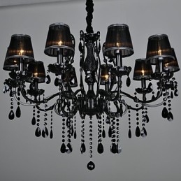 Lustre de Cristal Moderno Contemporâneo Cristal 10 Luzes Metal