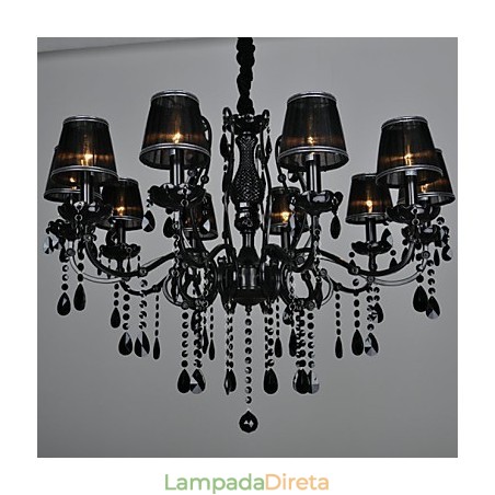 Lustre de Cristal Moderno Contemporâneo Cristal 10 Luzes Metal Lustre de Cristal Moderno Contemporâneo Cristal 10 Luzes Metal