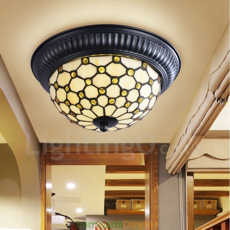 Luminária embutida integrada estilo mediterrâneo