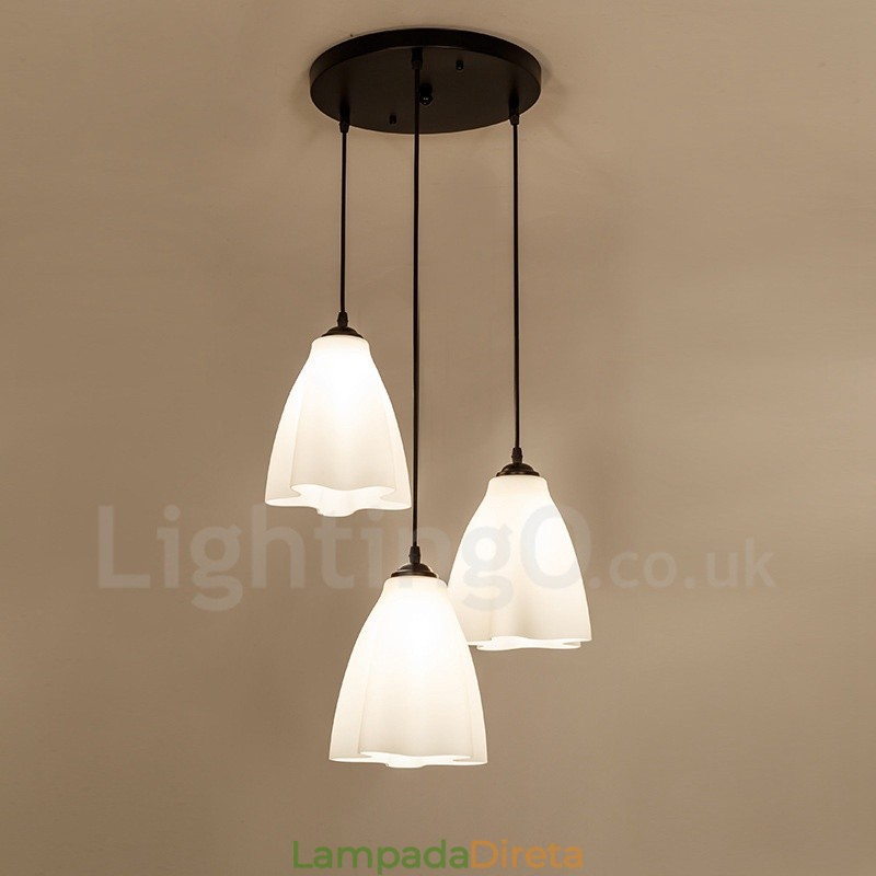 3 Luzes Tradicional Clássico Integrado Metal Pendente Luz