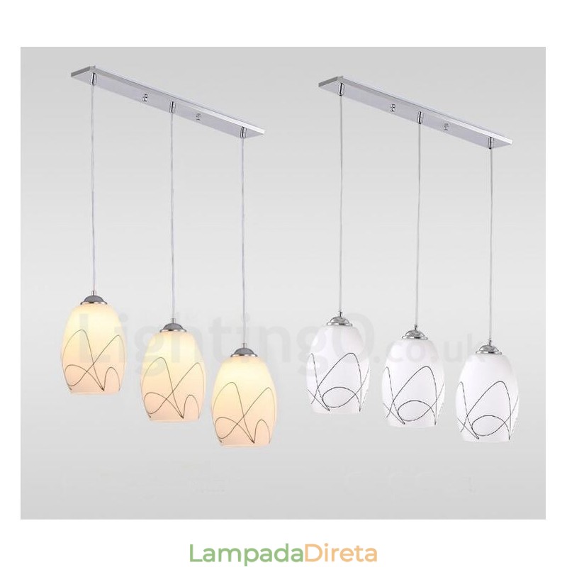 3 Luzes Modernas Contemporâneas Integradas de Metal Pendente