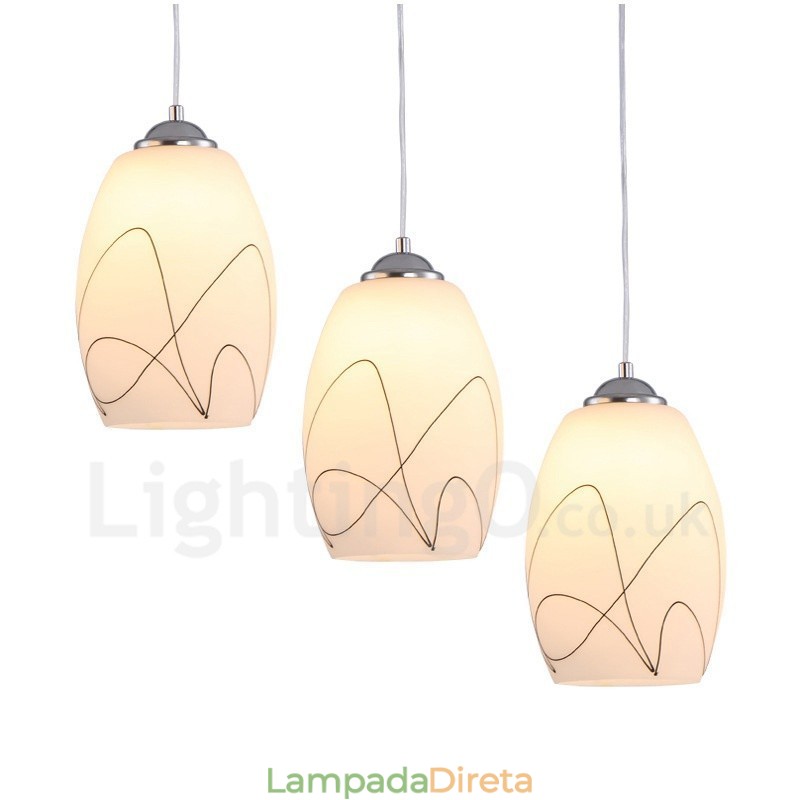 3 Luzes Modernas Contemporâneas Integradas de Metal Pendente