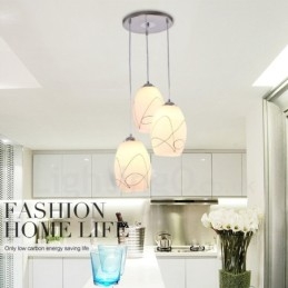 3 Luzes Modernas Contemporâneas Integradas de Metal Pendente