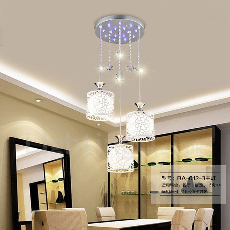 3 Luzes Modernas Contemporâneas Incandescentes de Metal Pendente