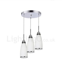 3 Luzes Modernas Contemporâneas Integradas de Metal Pendente
