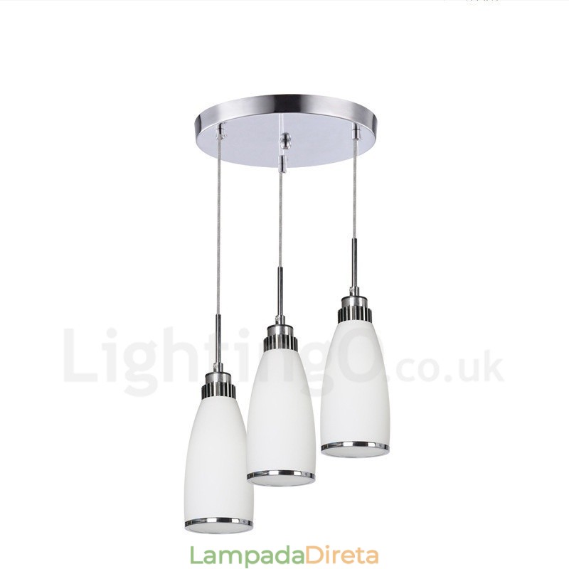 3 Luzes Modernas Contemporâneas Integradas de Metal Pendente