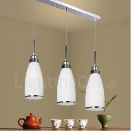 3 Luzes Modernas Contemporâneas Integradas de Metal Pendente