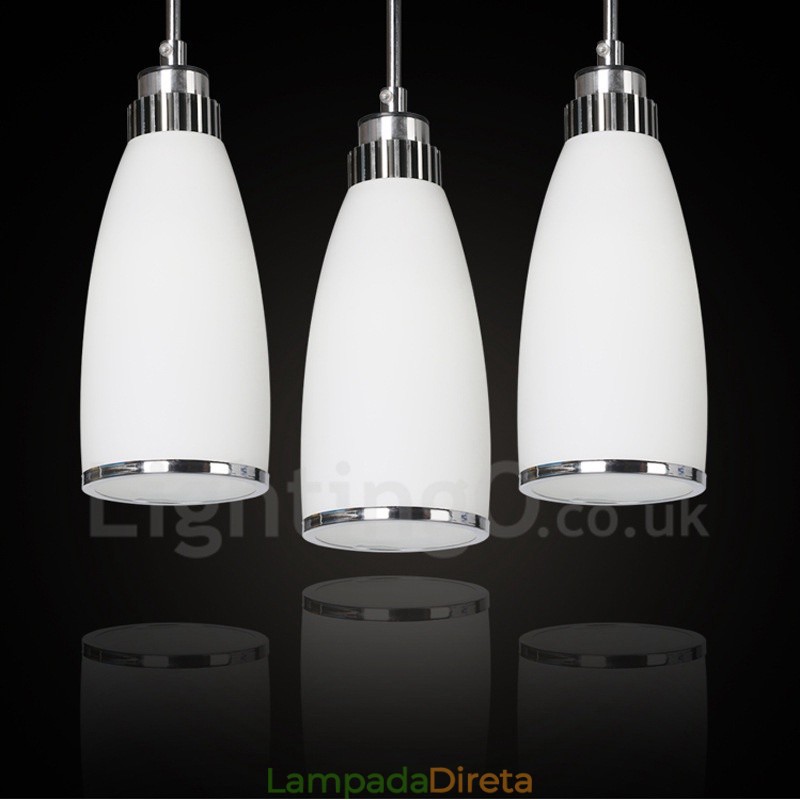 3 Luzes Modernas Contemporâneas Integradas de Metal Pendente