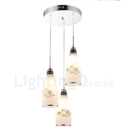 3 Luzes Modernas Contemporâneas Integradas de Metal Pendente