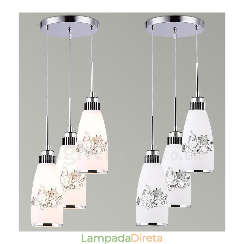 3 Luzes Modernas Contemporâneas Integradas de Metal Pendente