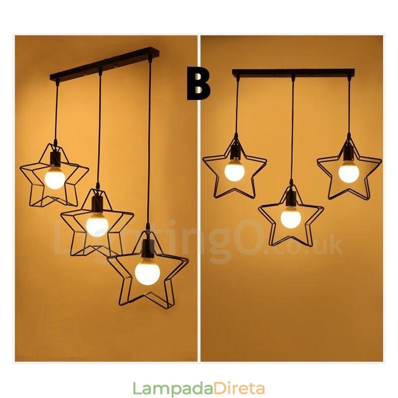 Luminária pendente integrada moderna contemporânea de 3 luzes