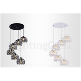 Luminária pendente integrada rústica de 6 luzes