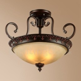 Luminária de teto embutida de metal integrada rústica de luz única