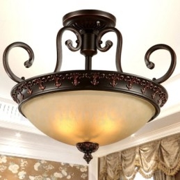 Luminária de teto embutida de metal integrada rústica de luz única