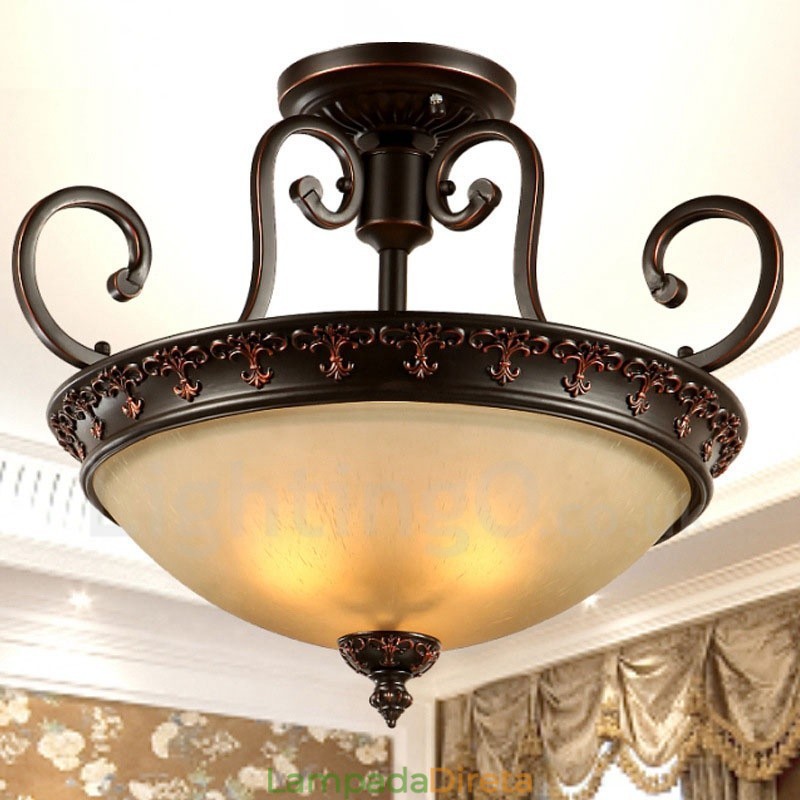 Luminária de teto embutida de metal integrada rústica de luz única