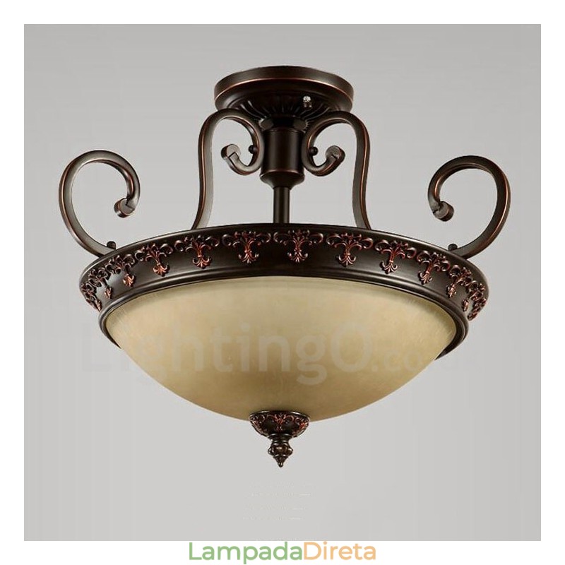 Luminária de teto embutida de metal integrada rústica de luz única