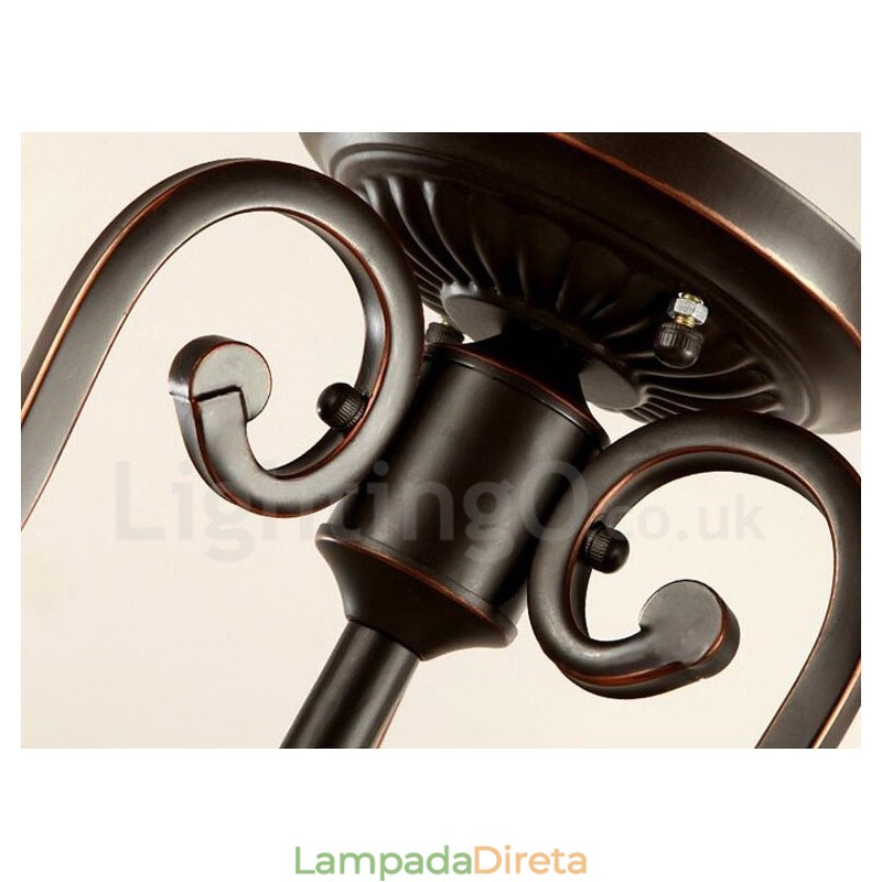Luminária de teto embutida de metal integrada rústica de luz única
