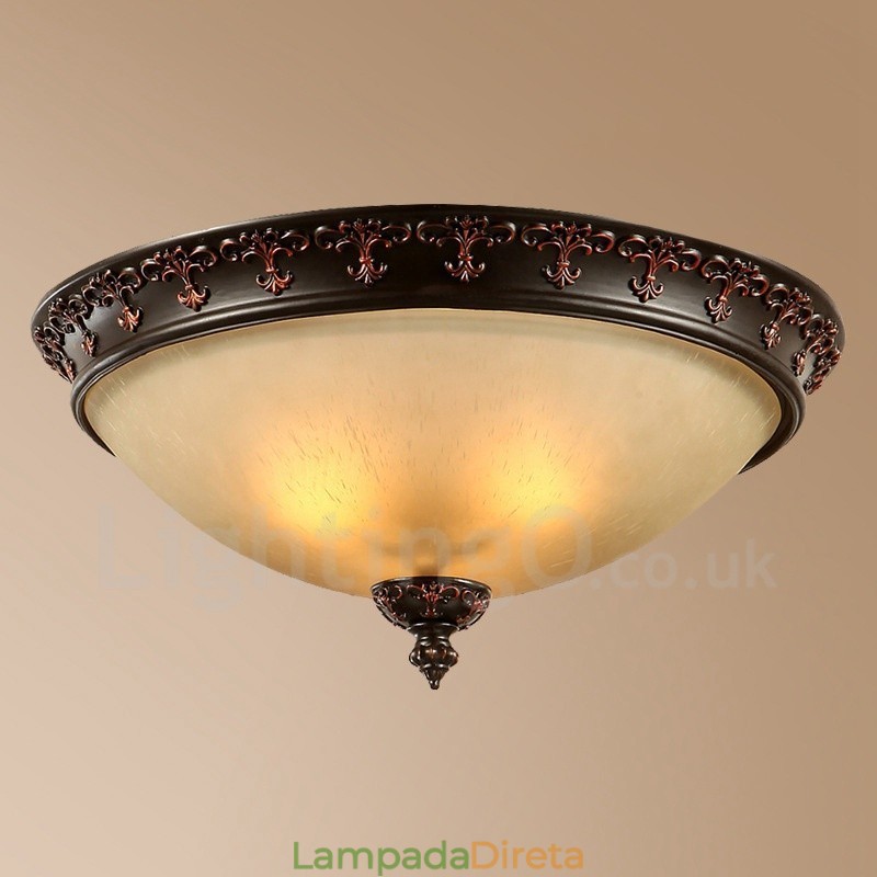 Luminária de teto embutida de metal integrada rústica de luz única
