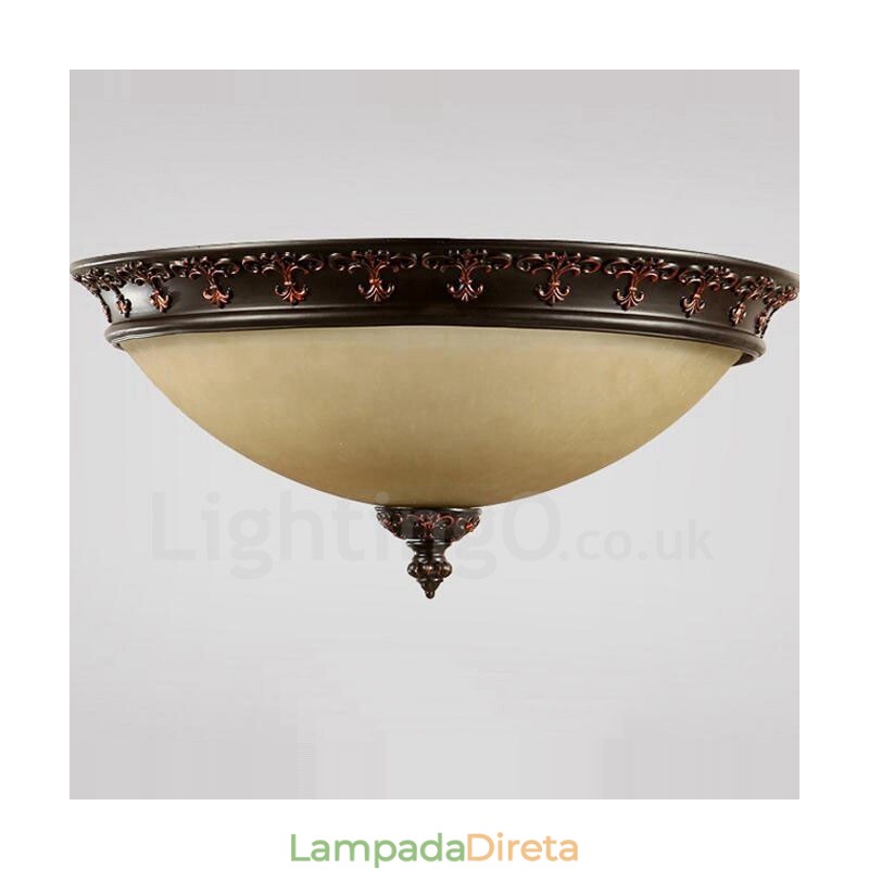 Luminária de teto embutida de metal integrada rústica de luz única