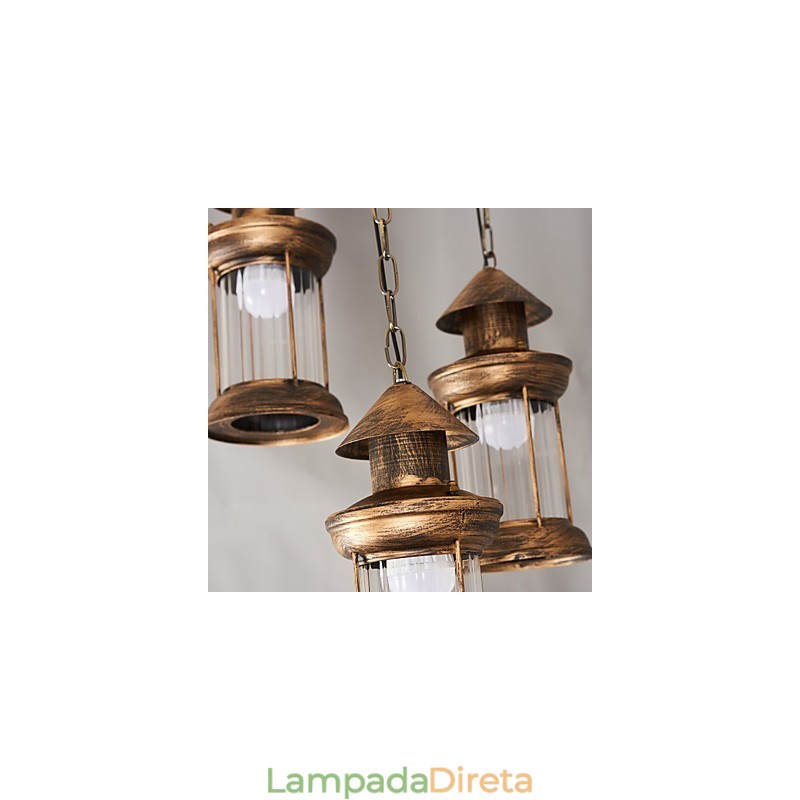 Luminária pendente de metal estilo retrô vintage rústico Lodge