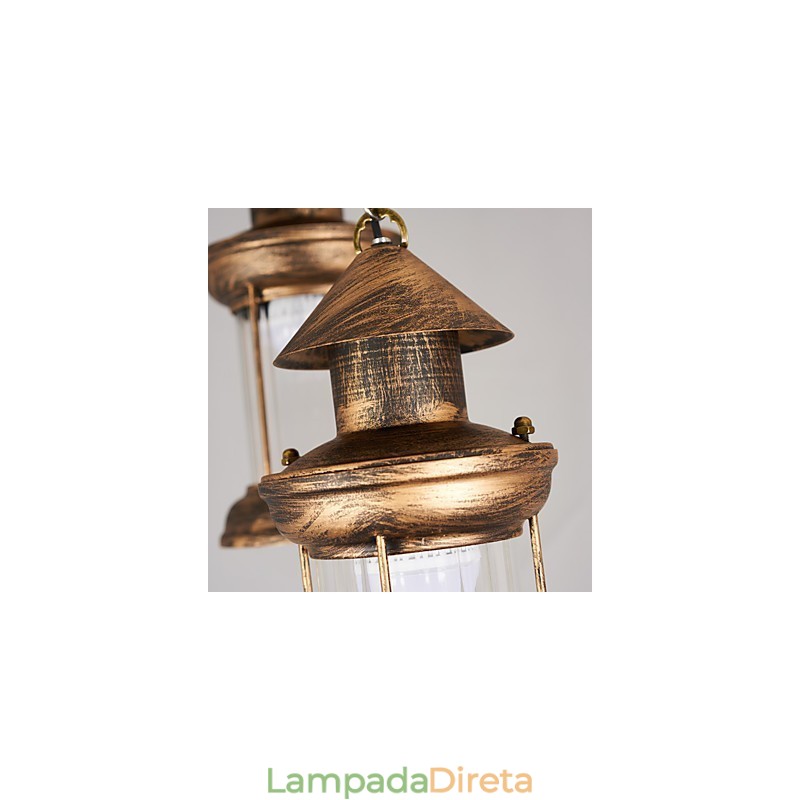 Luminária pendente de metal estilo retrô vintage rústico Lodge