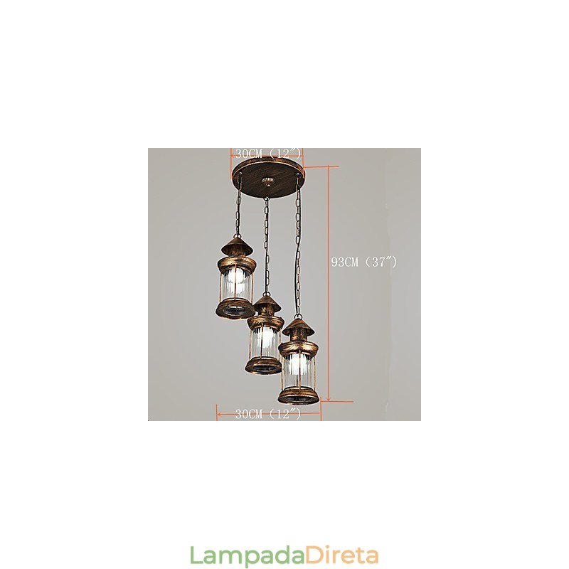 Luminária pendente de metal estilo retrô vintage rústico Lodge