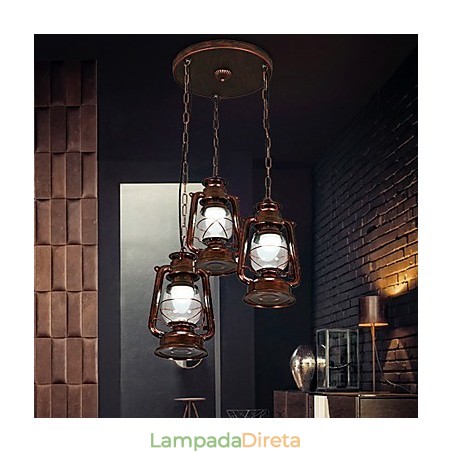 Luminária pendente de metal estilo retrô vintage rústico Lodge Luminária pendente de metal estilo retrô vintage rústico Lodge