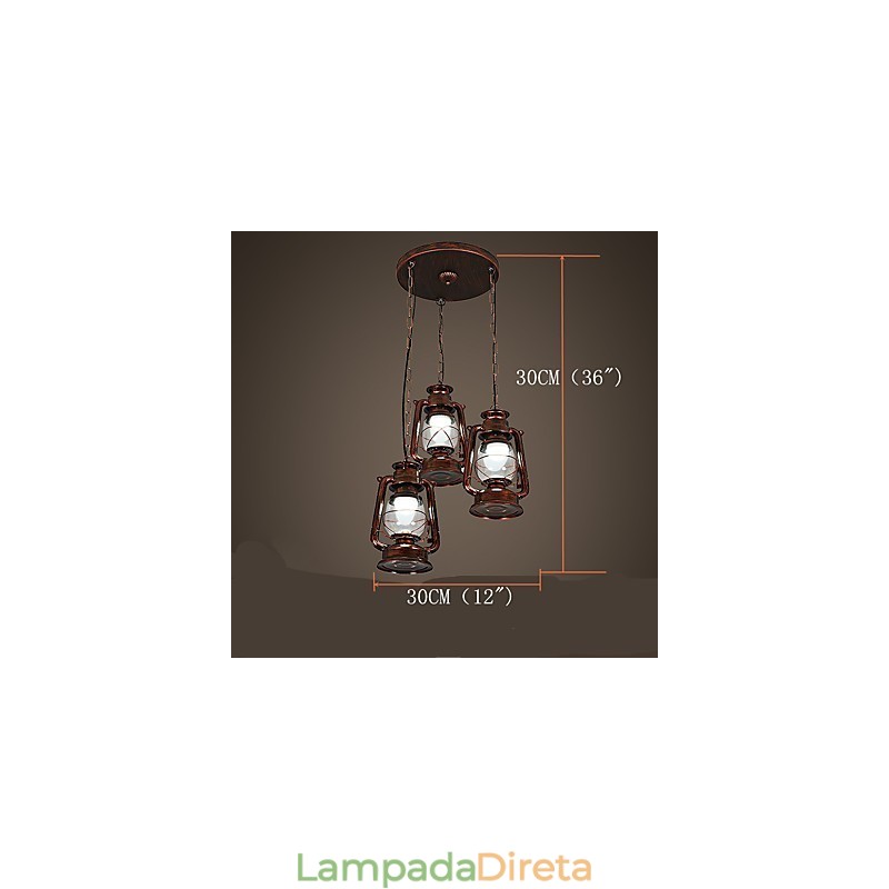Luminária pendente de metal estilo retrô vintage rústico Lodge