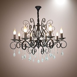 8 cabeças de lustre de metal de lâmpada de cristal de estilo europeu