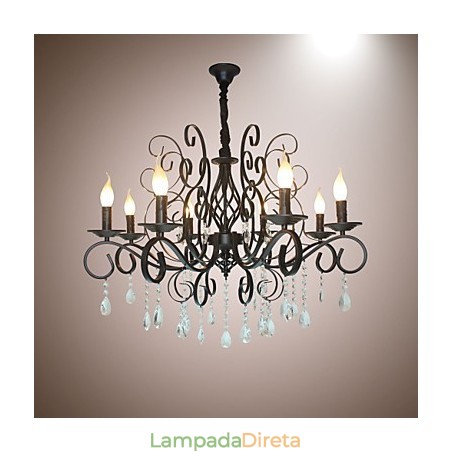 8 cabeças de lustre de metal de lâmpada de cristal de estilo europeu 8 cabeças de lustre de metal de lâmpada de cristal de estilo europeu