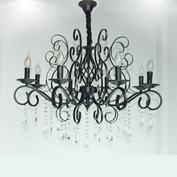 8 cabeças de lustre de metal de lâmpada de cristal de estilo europeu