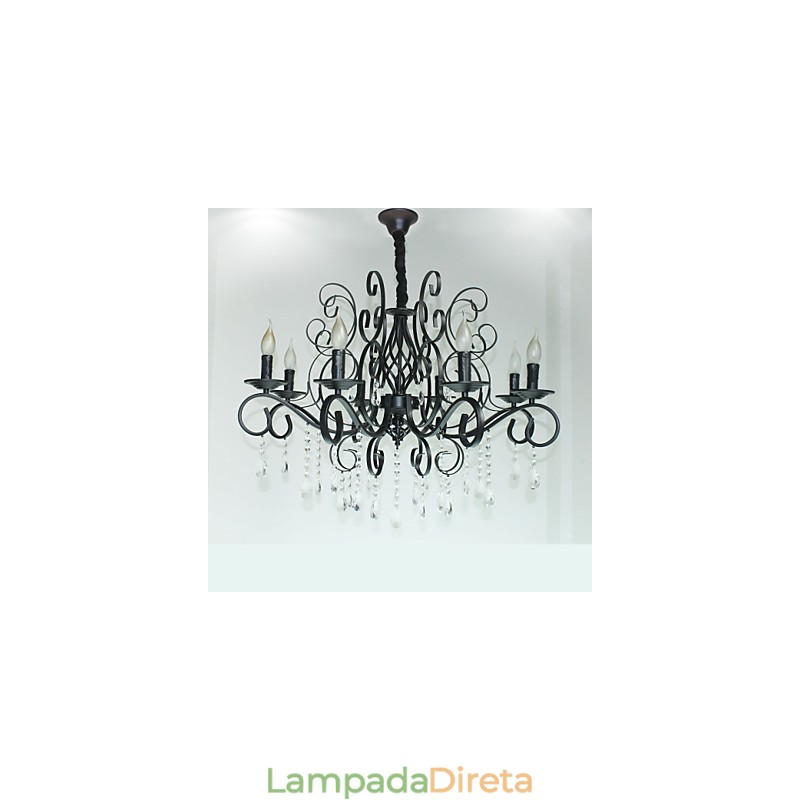 8 cabeças de lustre de metal de lâmpada de cristal de estilo europeu